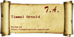 Timmel Arnold névjegykártya